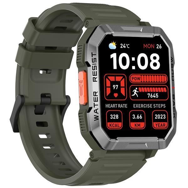 Blackview W60 Smartwatch, Bluetooth Connective Sport Watch with LED Flashlight and Compass - Green (100+ Sports Modes, 2.01-inch High Resolution Screen, 900mAh Battery)