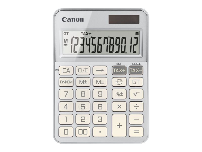 Canon KS-125KB Desk Calculator - 12-Digit Solar and Battery Powered - Silver