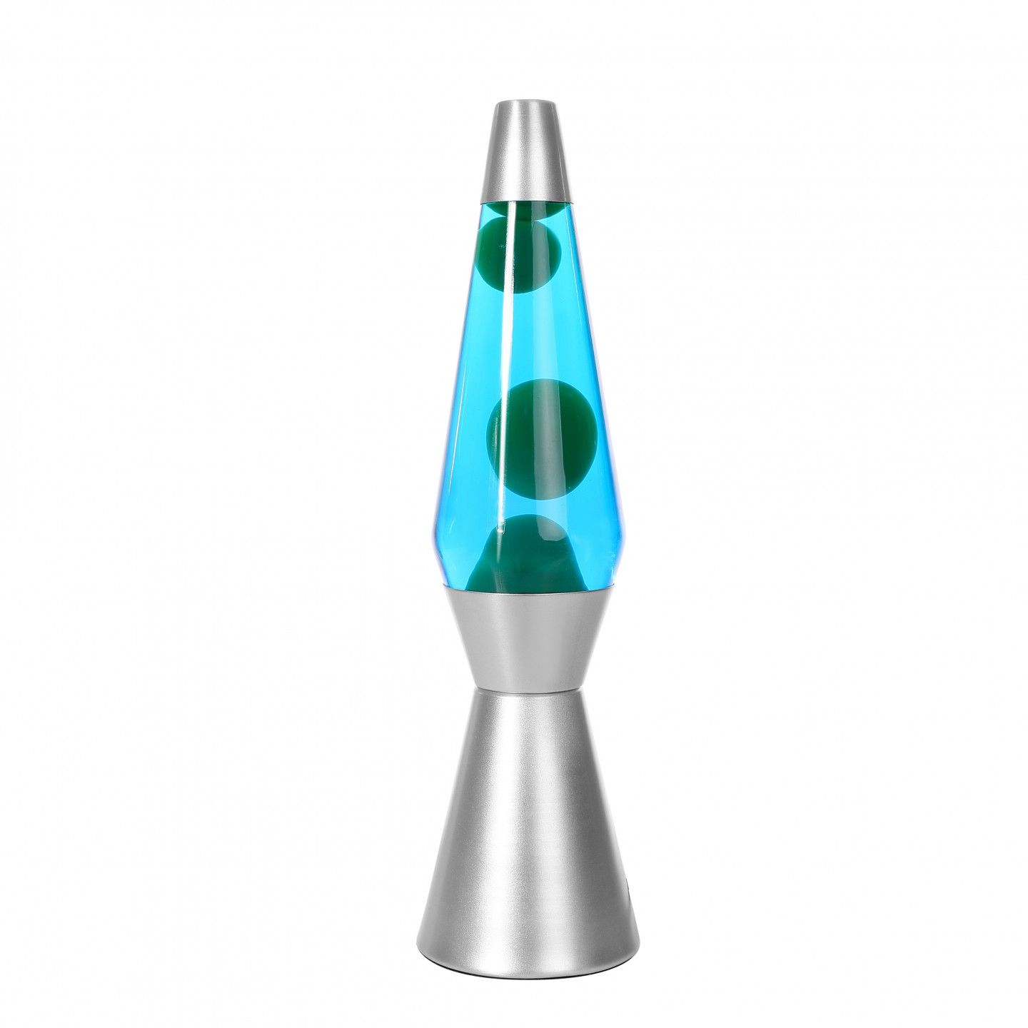 Total Juggling Srl - Lava Lamp 36 cm (Silver Base, Blue Liquid and Green Wax)