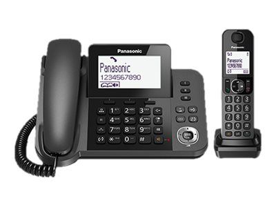 Panasonic KX-TGF310EX Corded/Wireless Phone with Caller ID - DECTGAP - Black Metal