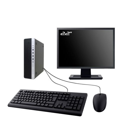 HP EliteDesk 800 G4 SFF Computer | 22" Screen | Intel i7-8700 | 32GB RAM | 240GB SSD