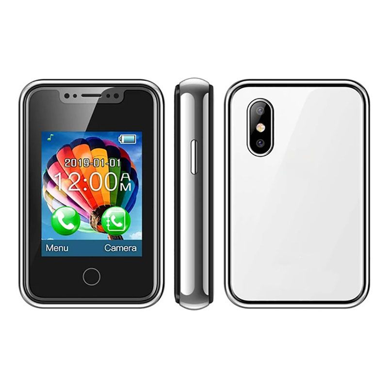 Rainbuvvy 8XR Mini Mobile Phone, 1.77-inch Touchscreen, 2G Network, Single SIM, Bluetooth, 350mAh Battery, White