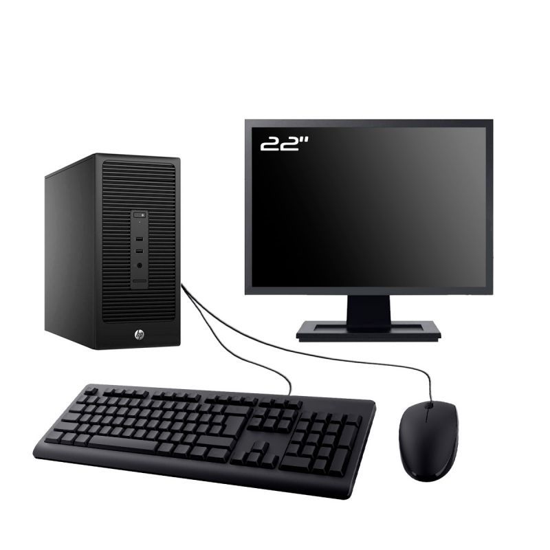 HP 285 G2 MT Desktop PC - 22" Screen, AMD A4-5300B, 8GB RAM, 2TB SSD, Windows 11