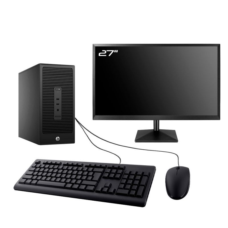 HP 285 G2 MT Desktop PC - 27" Screen, AMD A4-5300B, 8GB RAM, 960GB SSD, Windows 11