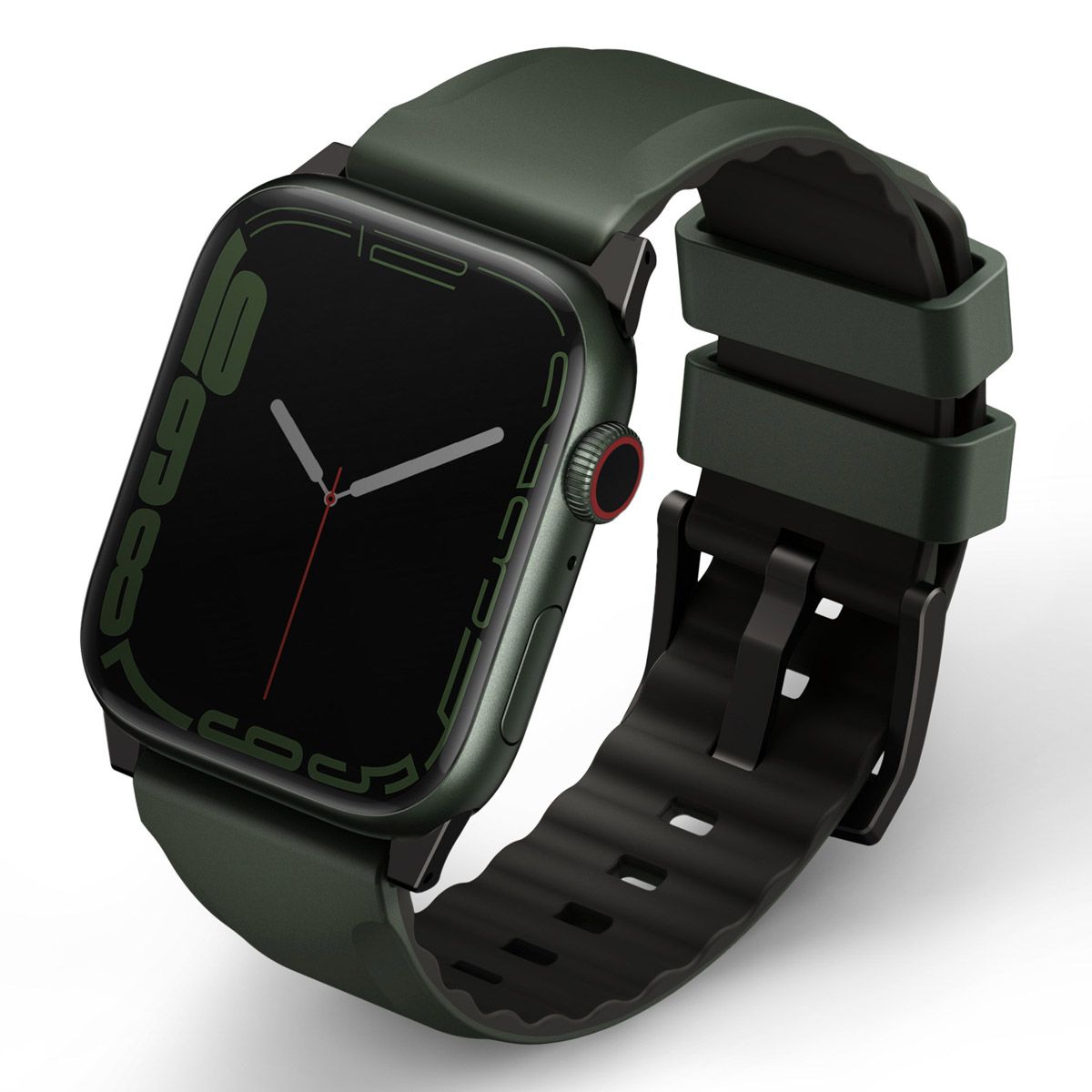 Uniq Linus Silicone Airosoft Watch Strap - 42/44/45/49mm, Green mousse
