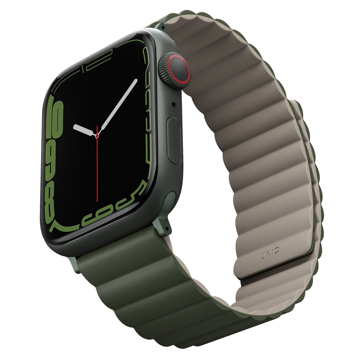 Uniq Revix Double-Face Silicone Bracelet for Watch (42-45mm, Green/Taupe)