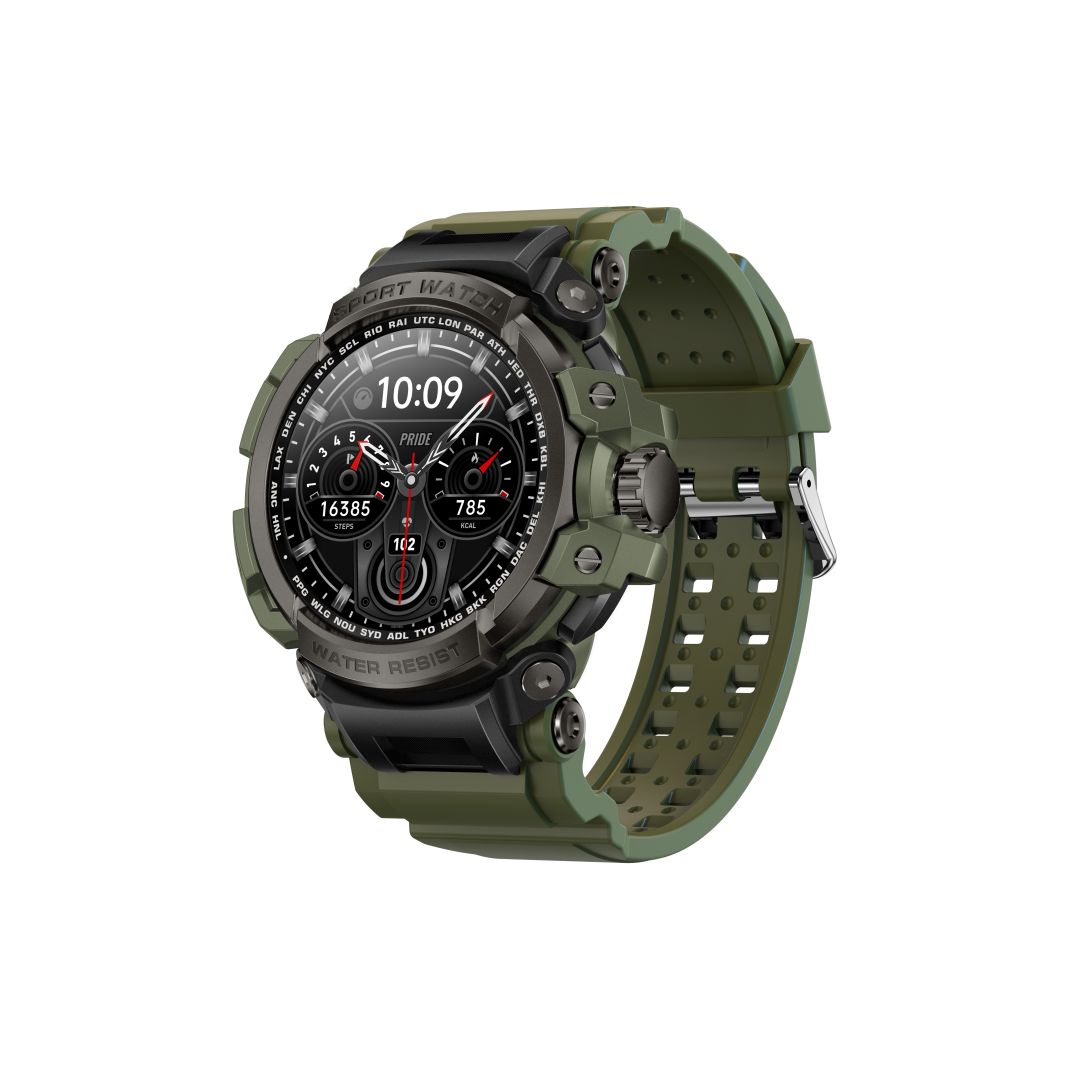 Montre intelligente Rainbuvvy LC16, 1,32 pouce Bluetooth 5.2, étanche IP68, suivi sportif, surveillance de la santé, appel Bluetooth, vert