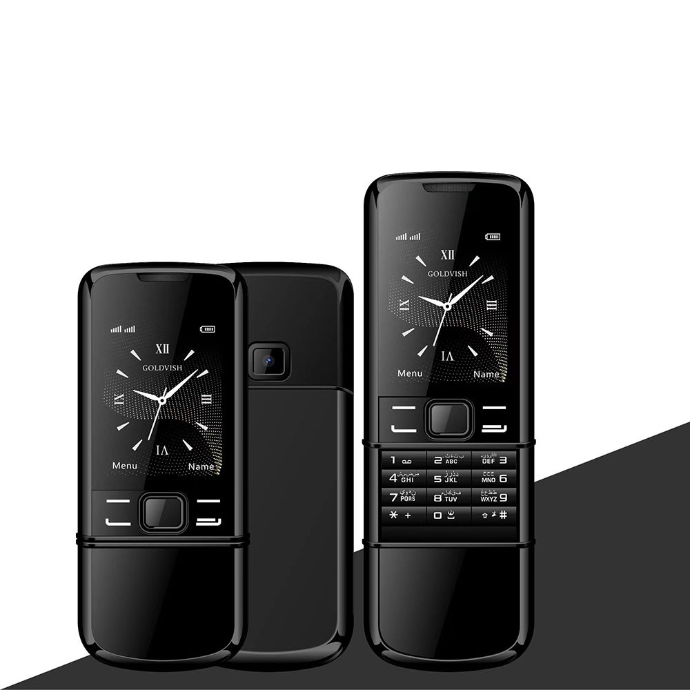 Teléfono Rainbuvvy 8800 2G, pantalla de 2,4', radio FM, reproductor de vídeo, batería de 1500 mAh, Bluetooth, doble tarjeta SIM, diseño deslizante, negro