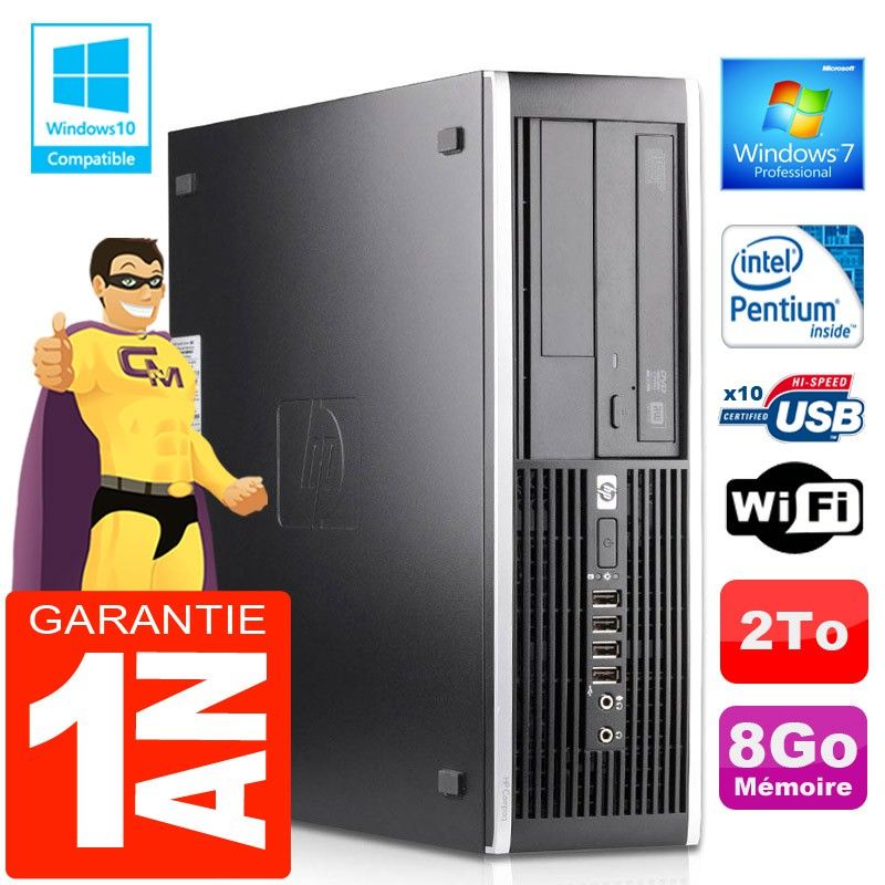 HP Compaq 6000 Pro SFF PC - Intel E6300, 8GB RAM, 2TB HDD, DVD Burner, WiFi, Windows 7 Pro