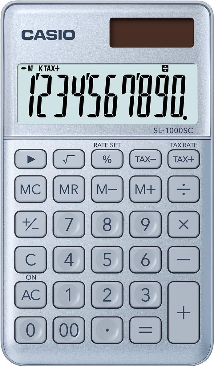 CASIO SL-1000SC Pocket Calculator, Blue Metallic