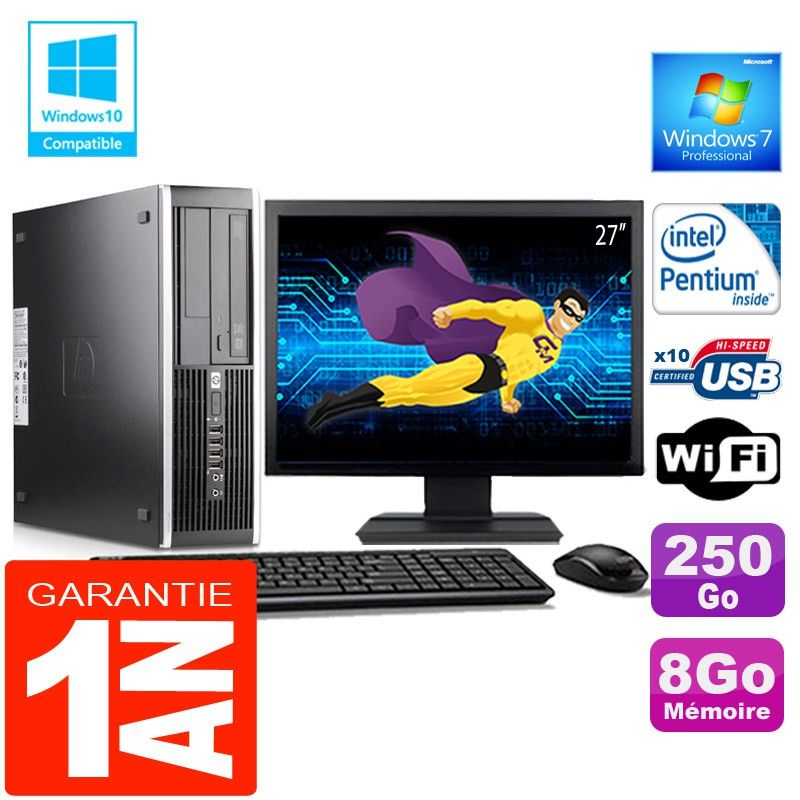 HP Compaq 6000 Pro SFF Desktop PC - Intel E6300, 8GB RAM, 250GB HDD, WiFi, Windows 7 Pro