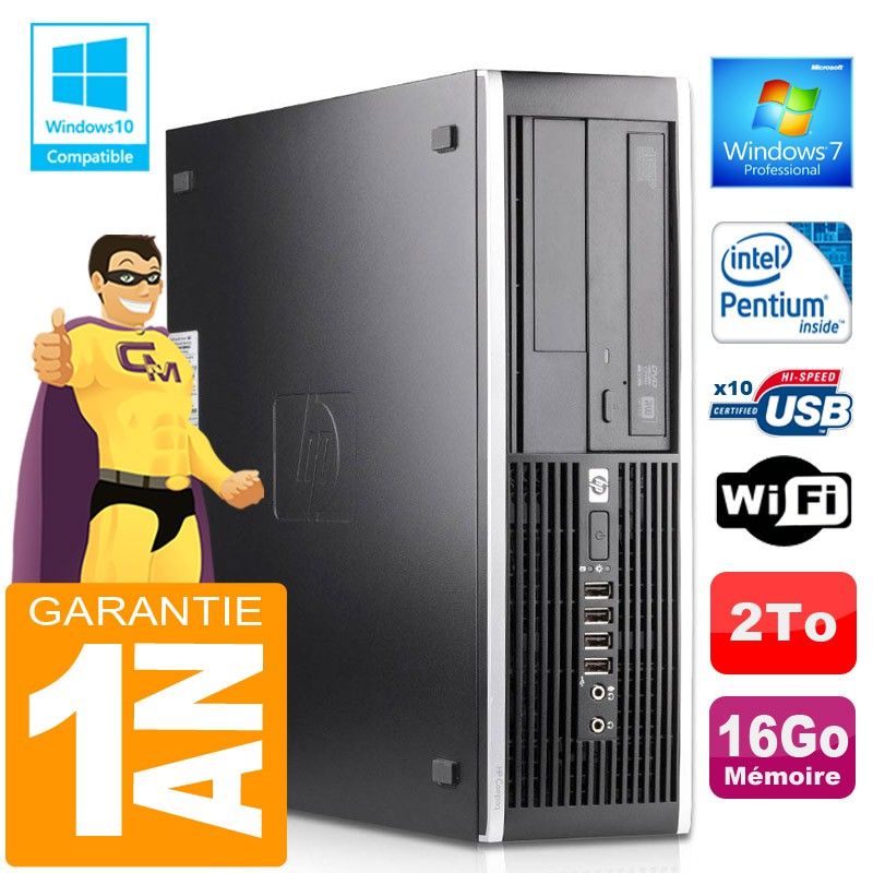 HP Compaq 6000 Pro SFF PC - Intel E6300, 16GB RAM, 2TB Hard Drive, DVD Writer, WiFi, Windows 7 Pro