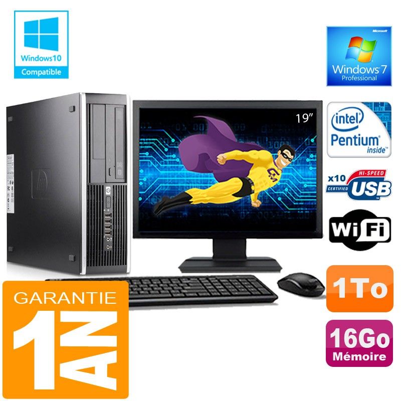 HP Compaq 6000 Pro SFF Desktop PC - Intel E6300, 16GB RAM, 1TB HDD, WiFi, Windows 7 Pro