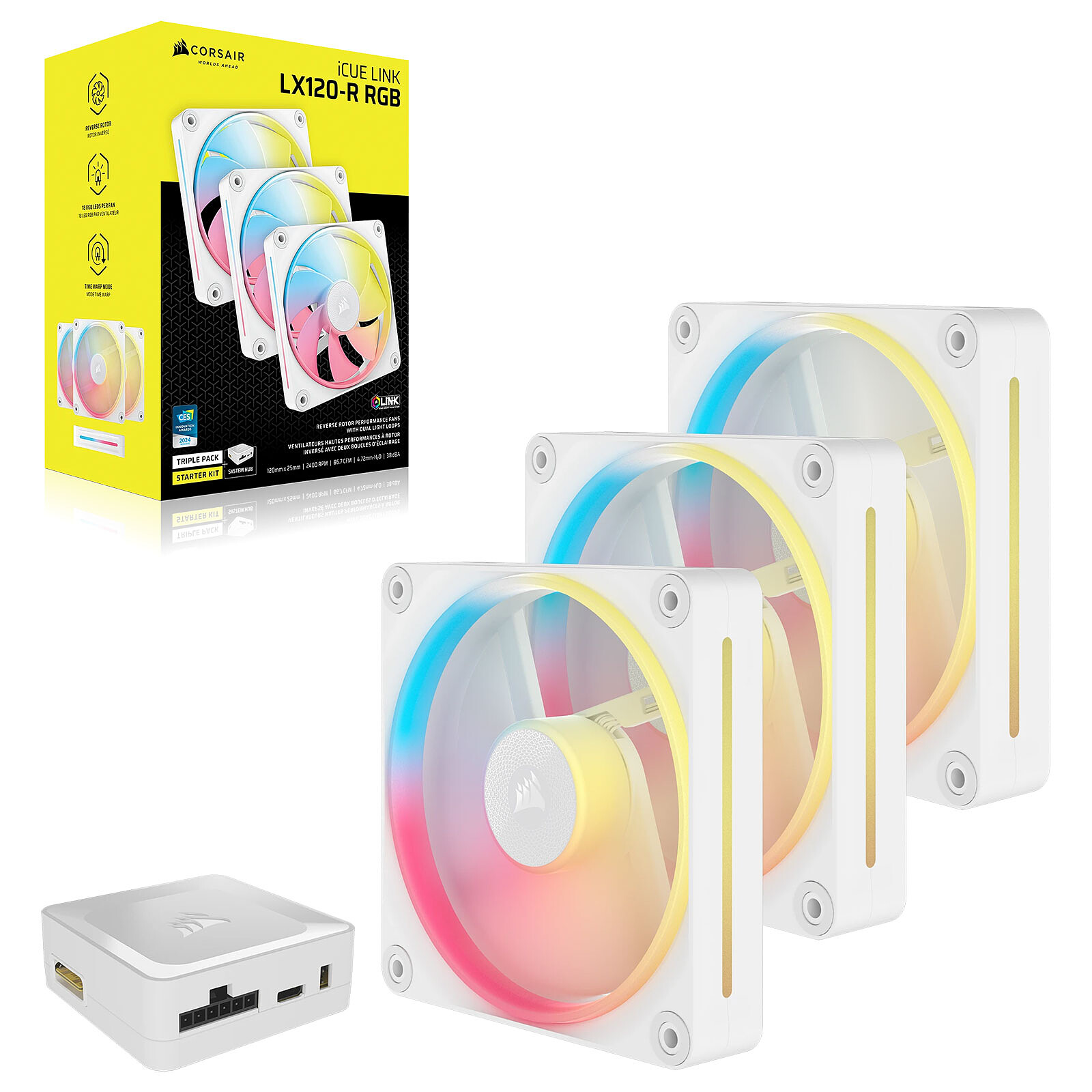 Corsair iCUE LINK LX120-R RGB Triple Pack (White)