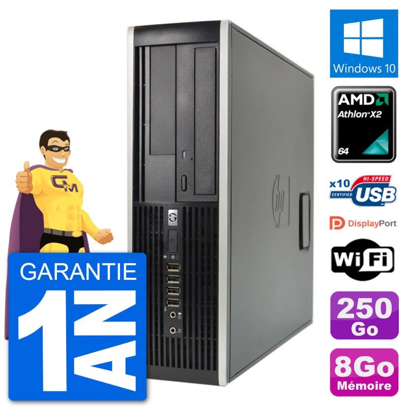 HP 6005 SFF Desktop PC - AMD Athlon II X2 B24, 8GB RAM, 250GB HDD, Windows 10, Wi-Fi