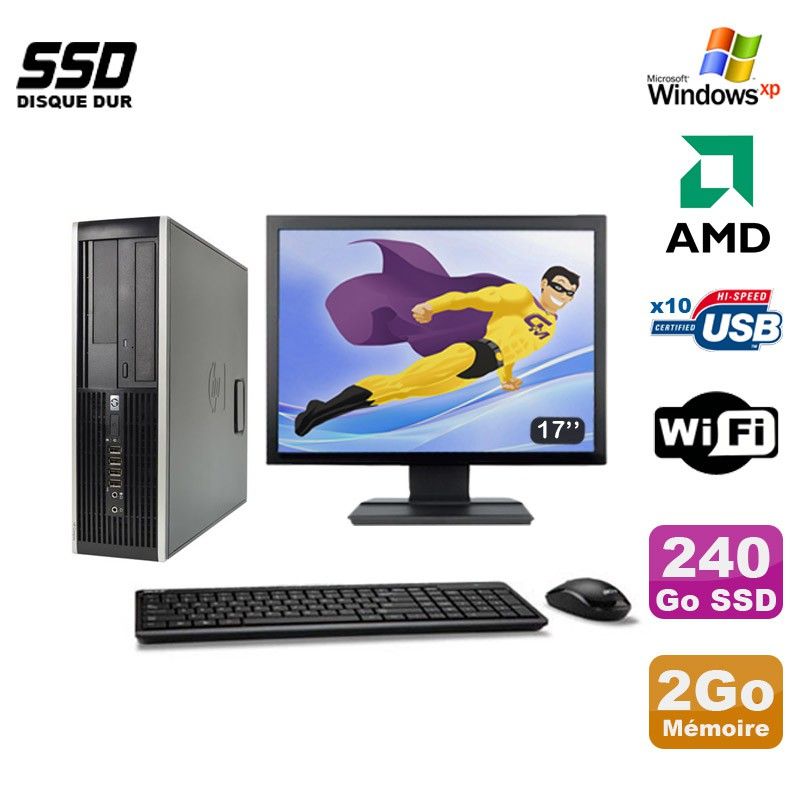 HP Compaq 6005 Pro SFF Desktop PC - AMD 3GHz, 2GB RAM, 240GB SSD, DVD Burner, WiFi, Windows XP