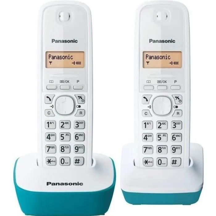 Panasonic KX-TG1612 - Cordless Phone with Caller ID - DECT - White, Blue + 1 Extra Handset