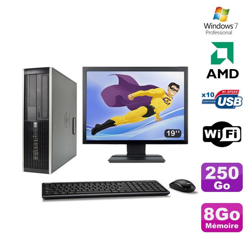 HP Compaq 6005 Pro SFF Desktop - AMD 3GHz, 8GB RAM, 250GB HDD, DVD Burner, WiFi, Windows 7 Pro