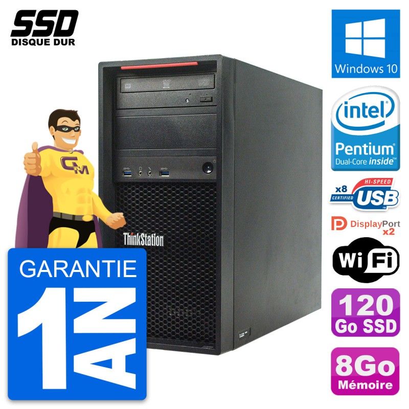 Lenovo ThinkStation P300 Desktop PC - Intel G3220, 8GB RAM, 120GB SSD, Windows 10, WiFi