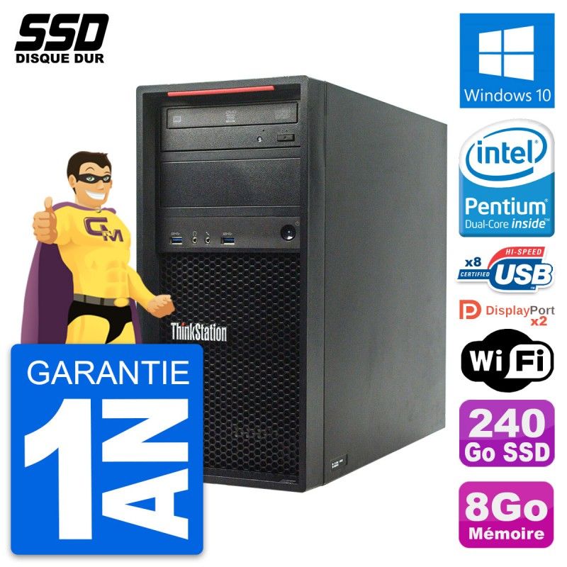 Lenovo ThinkStation P300 Desktop PC - Intel G3220, 8GB RAM, 240GB SSD, Windows 10, WiFi