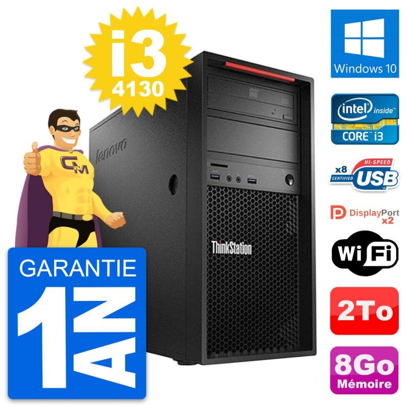 Lenovo ThinkStation P300 Desktop PC - Core i3-4130, 8GB RAM, 2TB HDD, Windows 10, WiFi