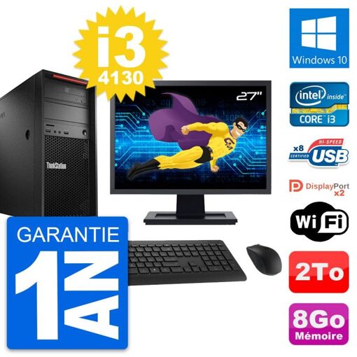Lenovo P300 27" Monitor Intel i3-4130 8GB RAM 2TB HDD Windows 10 WiFi