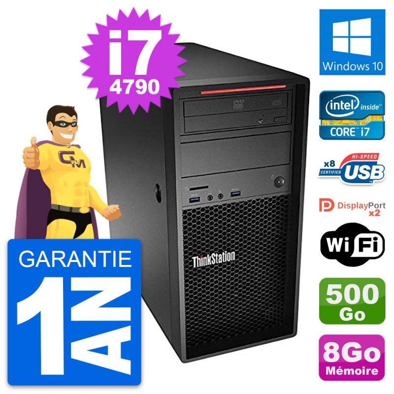 Station de travail Lenovo ThinkStation P300 i7-4790 8 Go RAM 500 Go HDD Windows 10 Wi-Fi