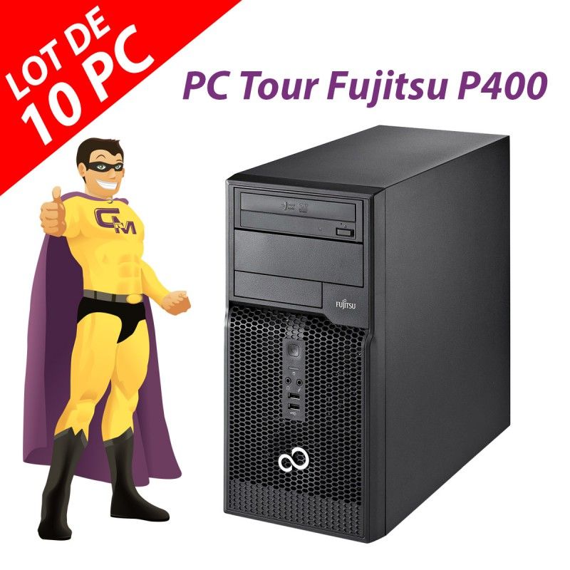 Lot de 10 ordinateurs de bureau Fujitsu Esprimo P400 - Processeur Intel G630, 4 Go de RAM, disque dur de 250 Go, Windows 10