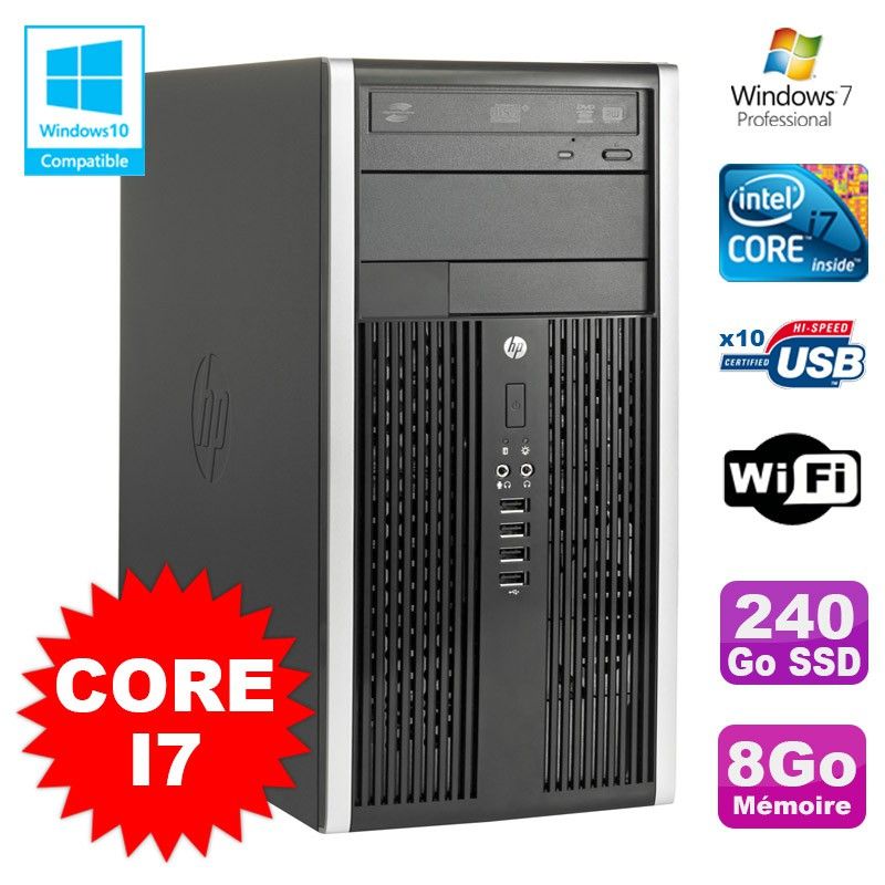 HP Elite 8200 Tower PC - Core i7, 8GB RAM, 240GB SSD, WiFi