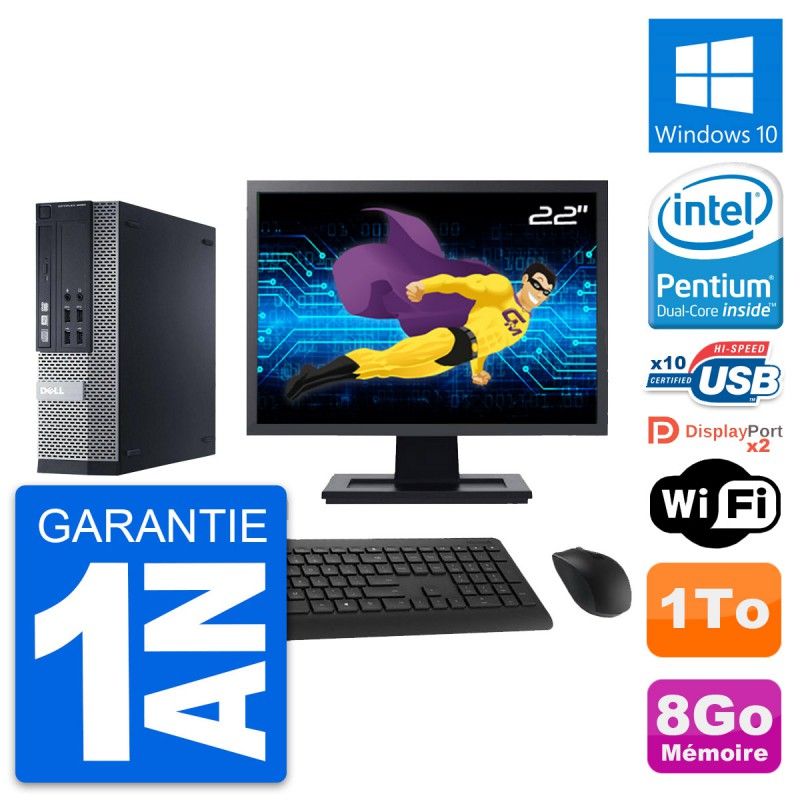 Dell Optiplex 9020 SFF Computer - 22" Screen, Pentium G3220, 8GB RAM, 1TB Hard Drive, Windows 10, Wifi