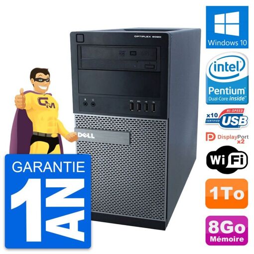 Dell Optiplex 9020 Desktop PC - Intel Pentium G3220, 8GB RAM, 1TB HDD, Windows 10, WiFi
