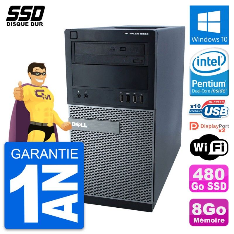 Dell OptiPlex 9020 Desktop PC - Intel Pentium G3220, 8GB RAM, 480GB SSD, Windows 10, WiFi