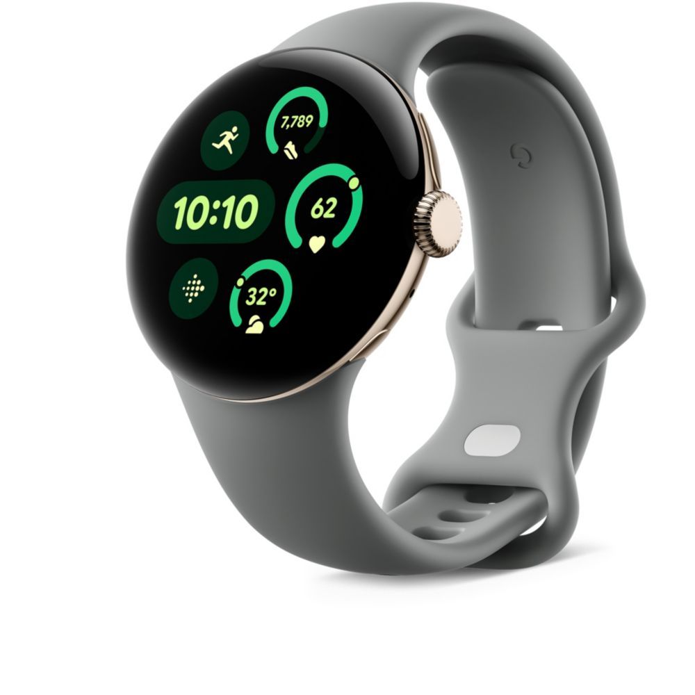 Google Pixel Watch 3 - 41mm Case - Champagne Gold - Sage Green Strap - Bluetooth