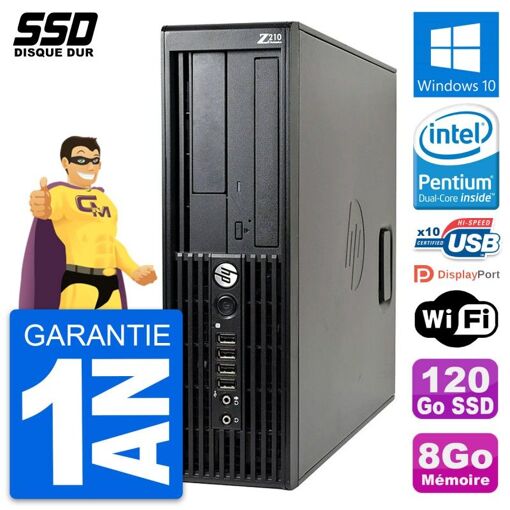 Estación de trabajo HP Z210 SFF - Procesador Intel Pentium G630, 8GB de RAM, 120GB SSD, Windows 10, WiFi