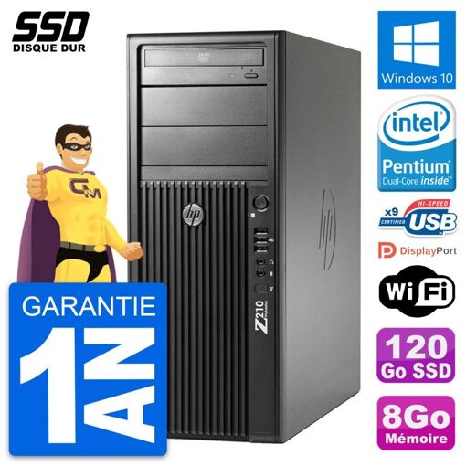 PC de escritorio HP WorkStation Z210 - Procesador Intel Pentium G630, 8 GB de RAM, 120 GB SSD, Windows 10, Wifi