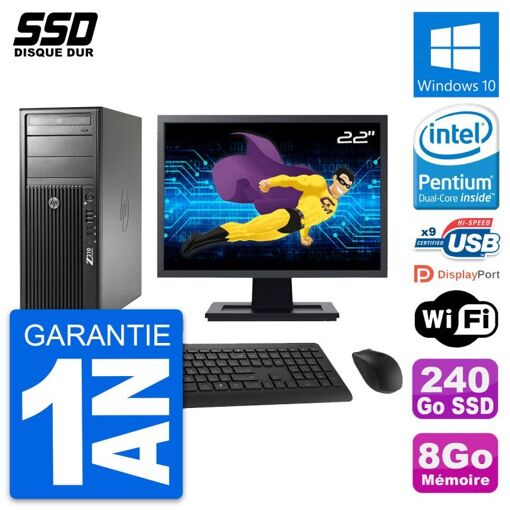 Estación de trabajo HP Z210, Procesador Intel Pentium G630 2.7 GHz, 8 GB de RAM, 240 GB SSD, Windows 10, WiFi
