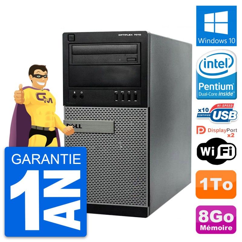 Dell Optiplex 7010 Desktop Computer - Intel Pentium G2020, 8GB RAM, 1TB HDD, Windows 10, WiFi