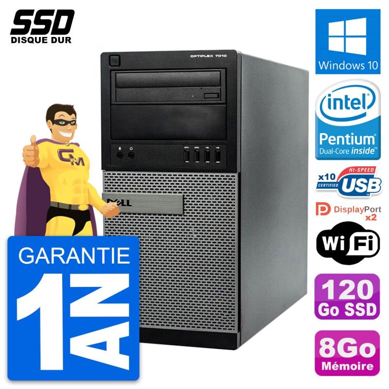Dell OptiPlex 7010 Desktop PC - Intel Pentium G2020, 8GB RAM, 120GB SSD, Windows 10, WiFi