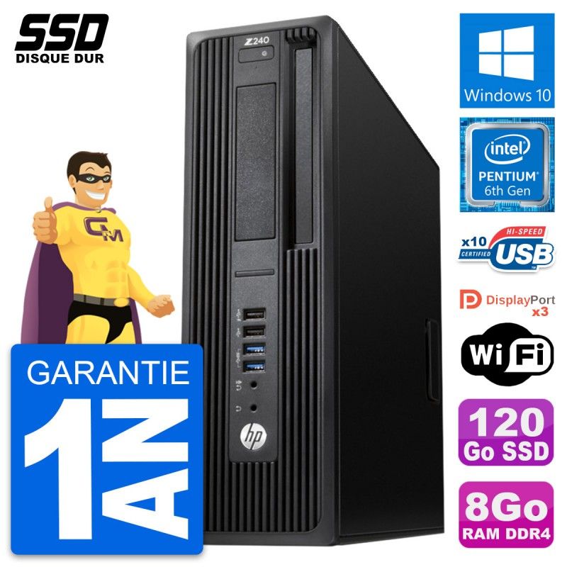 Estación de trabajo HP Z240 SFF - Procesador Intel Pentium G4400, 8GB de RAM, 120GB SSD, Windows 10, Wifi