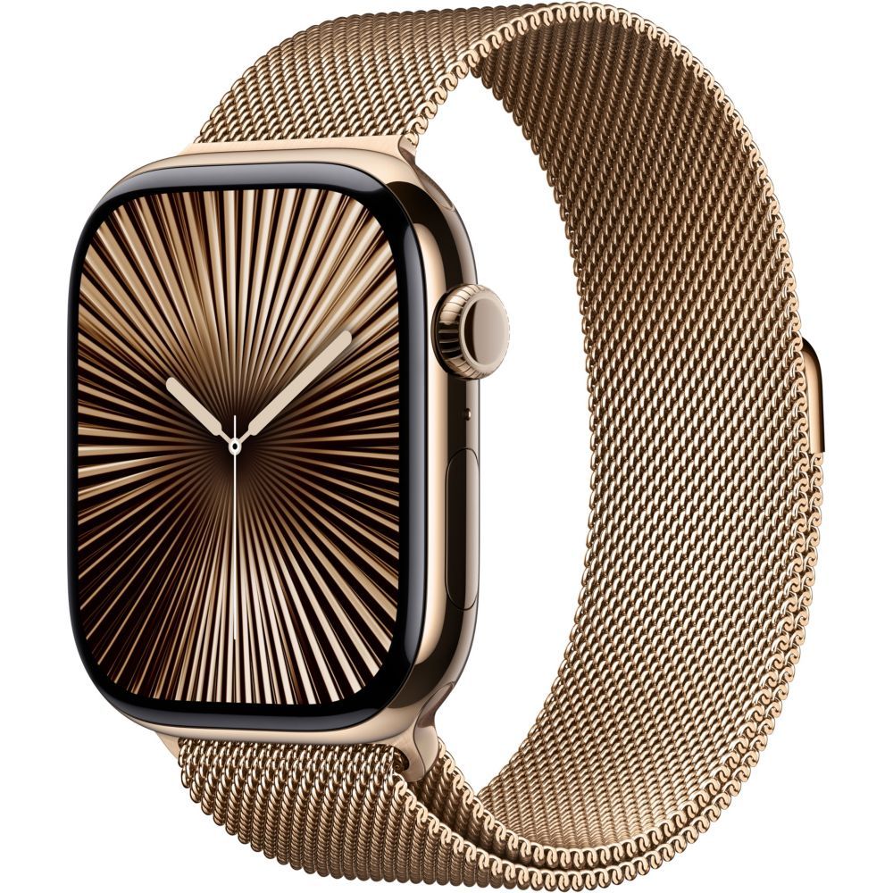 Apple Watch Series 10 GPS + Cellular, 46mm Titanium Case, Gold Finish with Link Bracelet