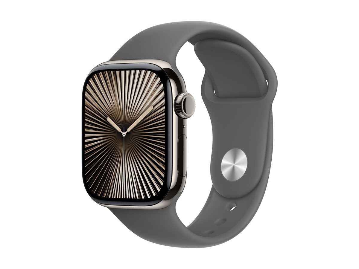 Apple Watch Series 10 GPS + Cellular, 42mm Titanium Case, Natural Finish, Size M/L