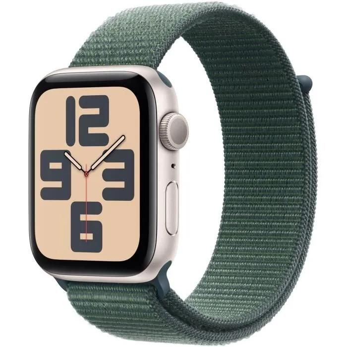 Apple Watch SE GPS - 44mm - Starlight Aluminium Case - Lake Green Sport Loop Band