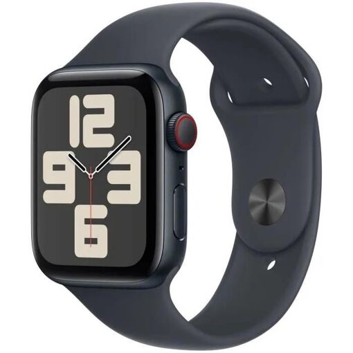 Apple Watch SE GPS + Celular, 44 mm, Caja de Aluminio Medianoche, Banda Deportiva Medianoche (M/L)