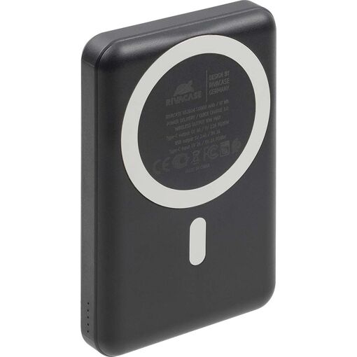 Rivacase 10,000mAh Inductive Fast Charge/PD 15W Power Bank - Black