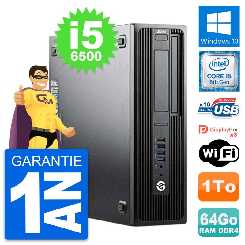 HP WorkStation Z240 SFF - Intel Core i5-6500, 64GB RAM, 1TB HDD, Windows 10, WiFi