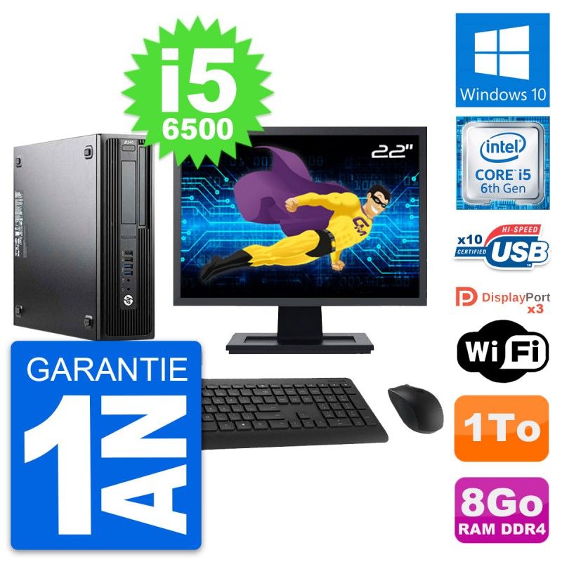 HP WorkStation Z240 SFF Computer - 22" Screen, i5-6500, 8GB RAM, 1TB HDD, Windows 10, WiFi