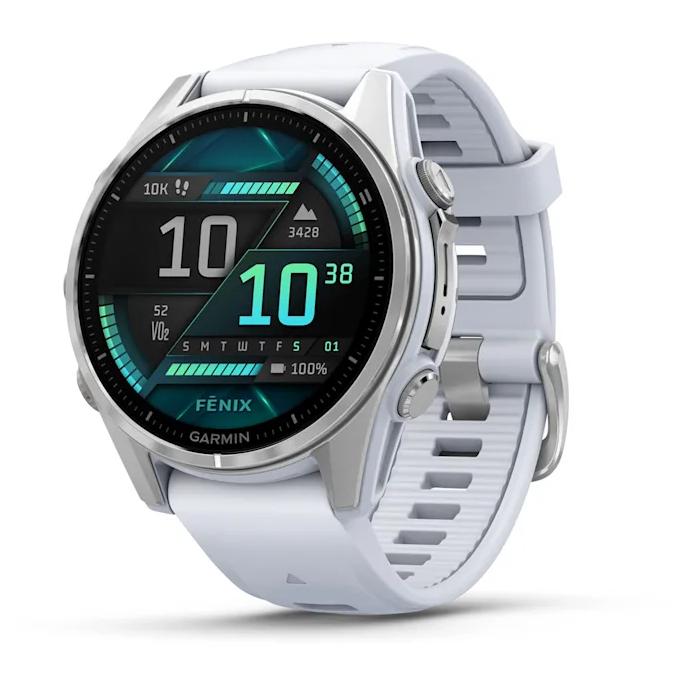 Garmin Fenix 8 AMOLED Smartwatch 43mm Steel Silver with White Band