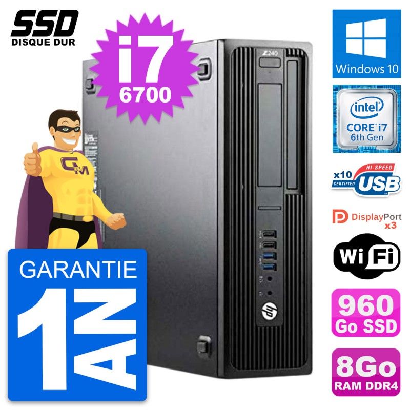 HP WorkStation Z240 SFF - Intel Core i7-6700, 8GB RAM, 960GB SSD, Windows 10, WiFi