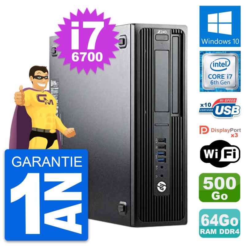 HP WorkStation Z240 SFF - Intel i7-6700, 64GB RAM, 500GB HDD, Windows 10