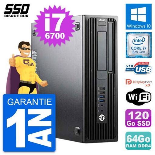 HP WorkStation Z240 SFF - Intel Core i7-6700, 64GB RAM, 120GB SSD, Windows 10, Wifi